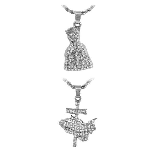 2on Mini Pendant with 3mm Rope Chain - CRDH2-105G