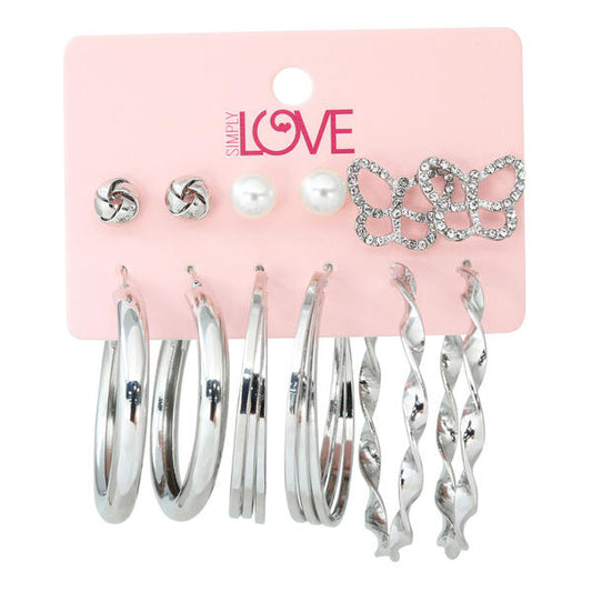 Ladies 6-Pack Stud and Hoop Earrings Set - LME-004