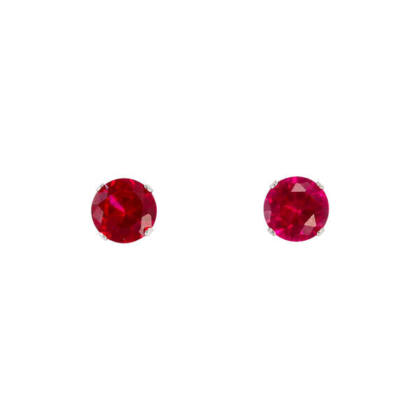 8mm Red Stud Sterling Silver Earring - CRE 008 SV