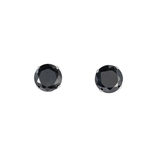 10mm Black Stud Sterling Silver Earring - CBK 010 SV