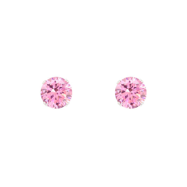 8mm Pink Stud Sterling Silver Earring - CPK 008 SV