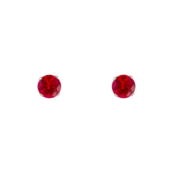 6mm Red Stud Sterling Silver Earring - CRE 006 SV