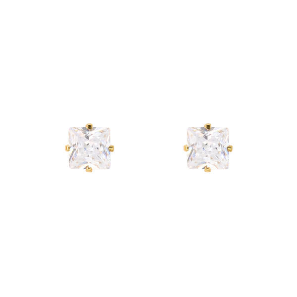 6mm Square Stud Sterling Silver Earring - GESQ 66 SV