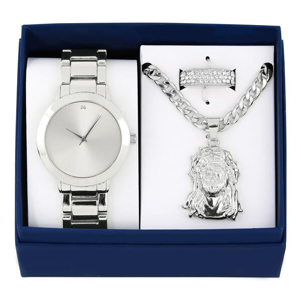 Metal Band Watches w/Necklace and Ring Gift-Set - WRP-002