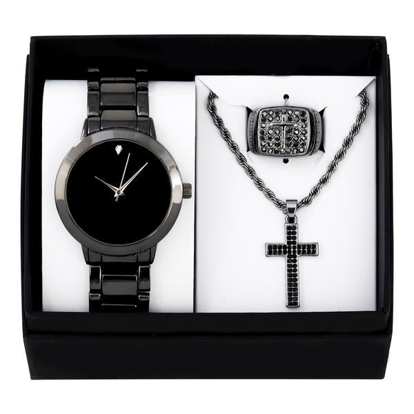 Metal Band Watches w/Necklace and Ring Gift-Set - W1K3-001