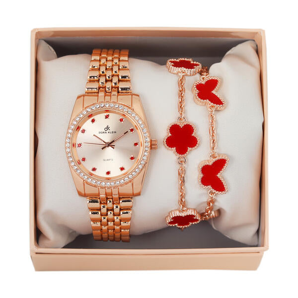 Ladies Watch and Clover Bracelet Set - LWBR-903