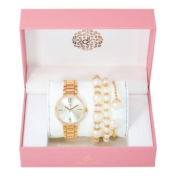 Ladies-Metal-Band-Watch-and-Jewelry-Set - LMS-9462A