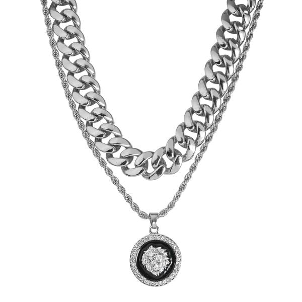 Mini Pendants With One Rope Chain And One Iced Out Chain - L1-354