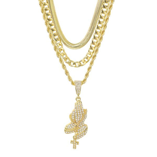 1000 Series Pendant With Rope Chain & One Coil Chain & One Solid Cuban Chain - CL3-1176
