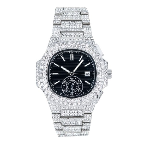 Urban Iced-Out Full Stone Metal Band Watch - 10090A-MB