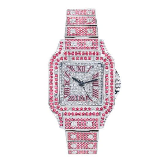 Ladies Iced-Out 34mm Metal Band Watch - 9204L-MB