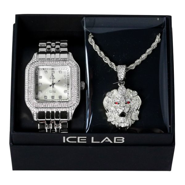 Watch & Lion Pendant Gift Set - W1K4-106