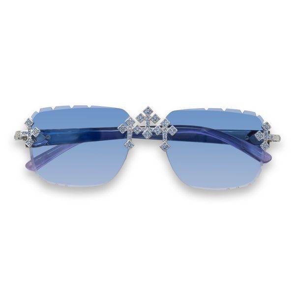 Blue Lens Blue Gradient Temple Sunglasses - ASG-204