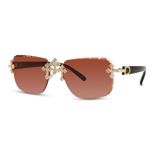 Sunglasses with decorative arms on a white background