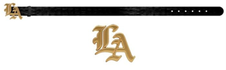 Black/Gold LA Embossed Faux Leather Belt - ABLT-11009