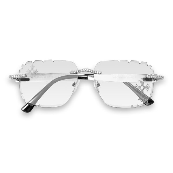 Etched Cross Rimless Sunglasses - ASG-490