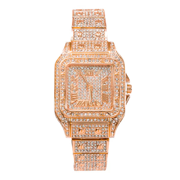 Ladies Iced-Out 34mm Metal Band Watch - 9204L-MB