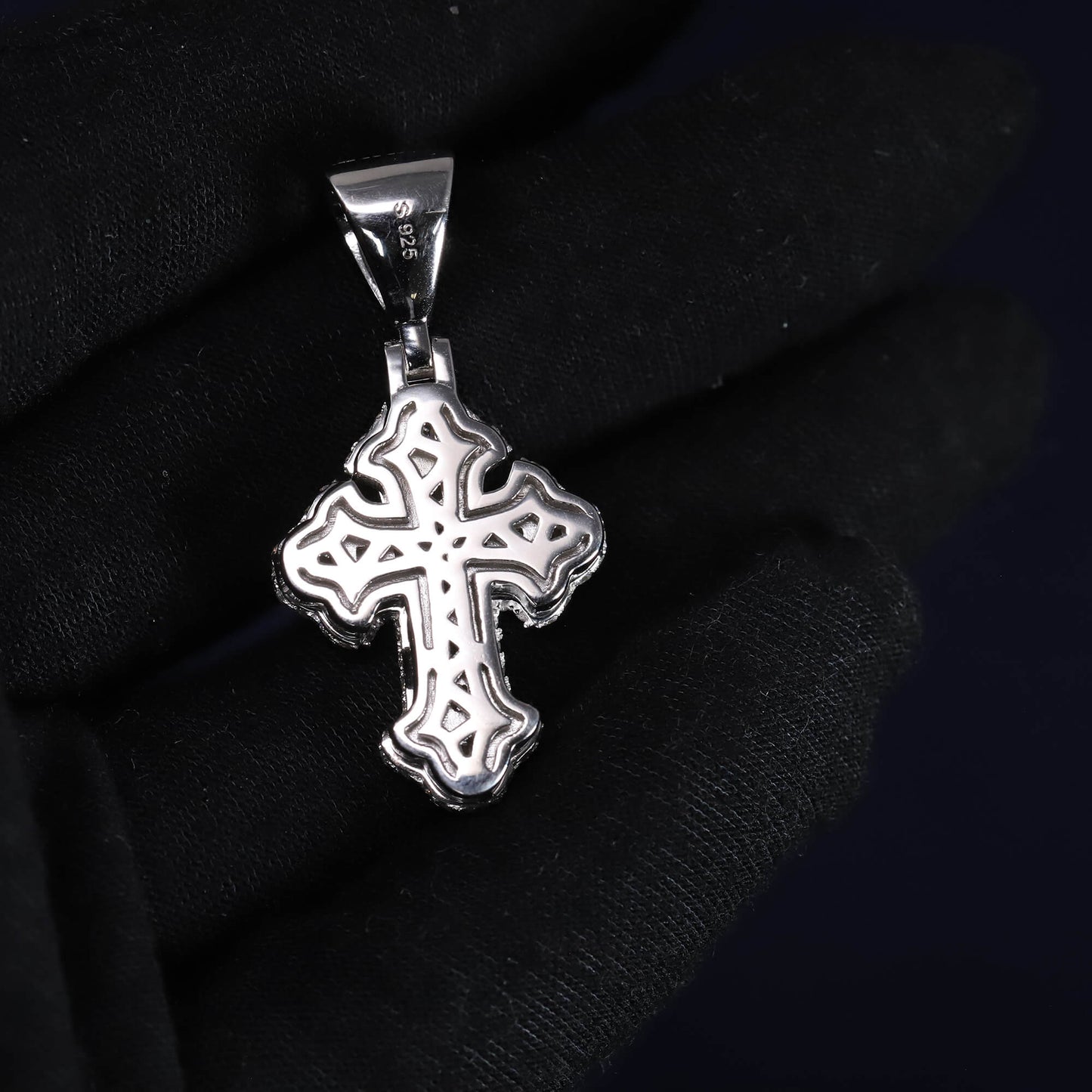 Iced Out 2.49CT Moissanite Baguette Flared Cross Pendant in Premium Sterling Silver