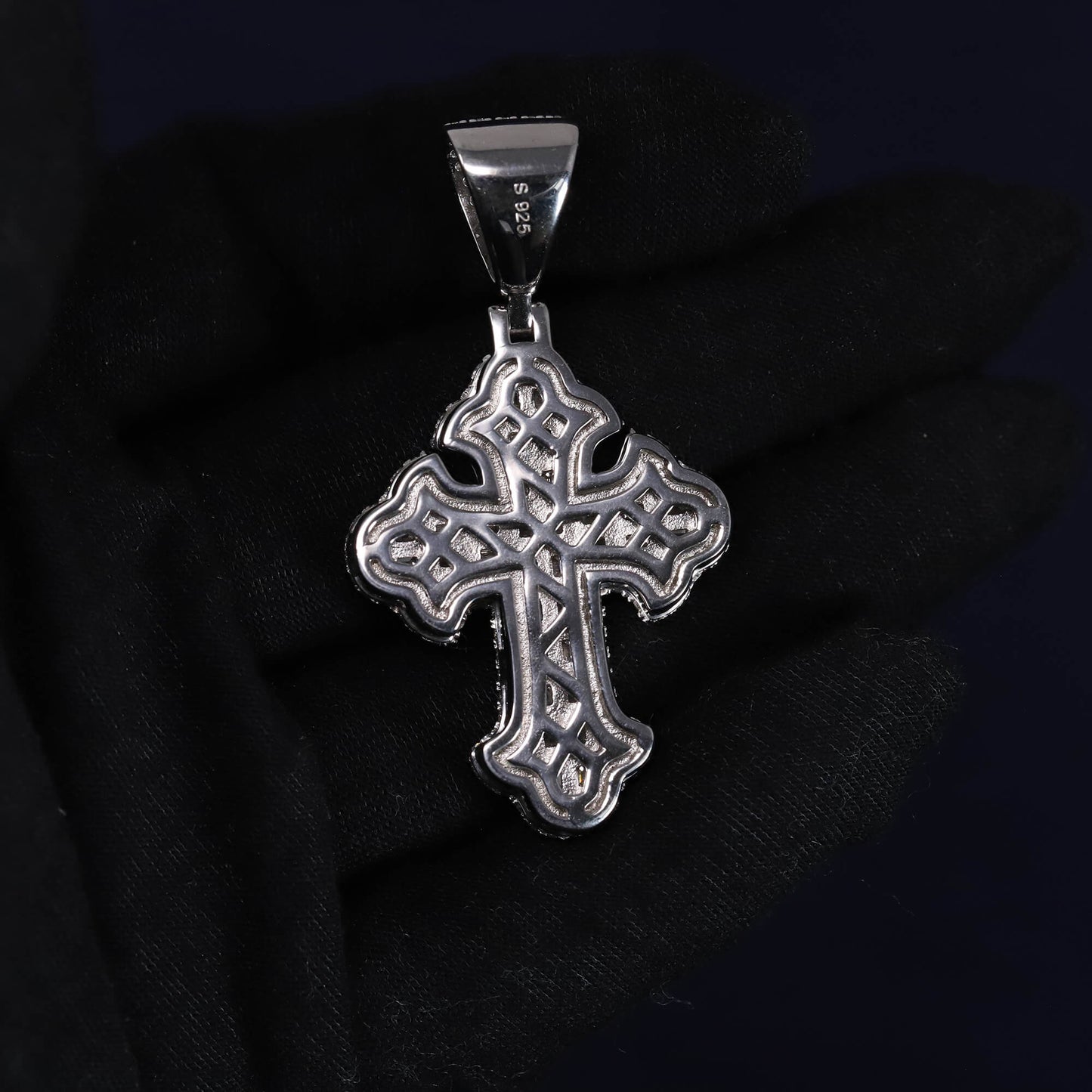 Baguette Iced Out 11.1CT Moissanite Flared Cross Pendant in Premium Sterling Silver