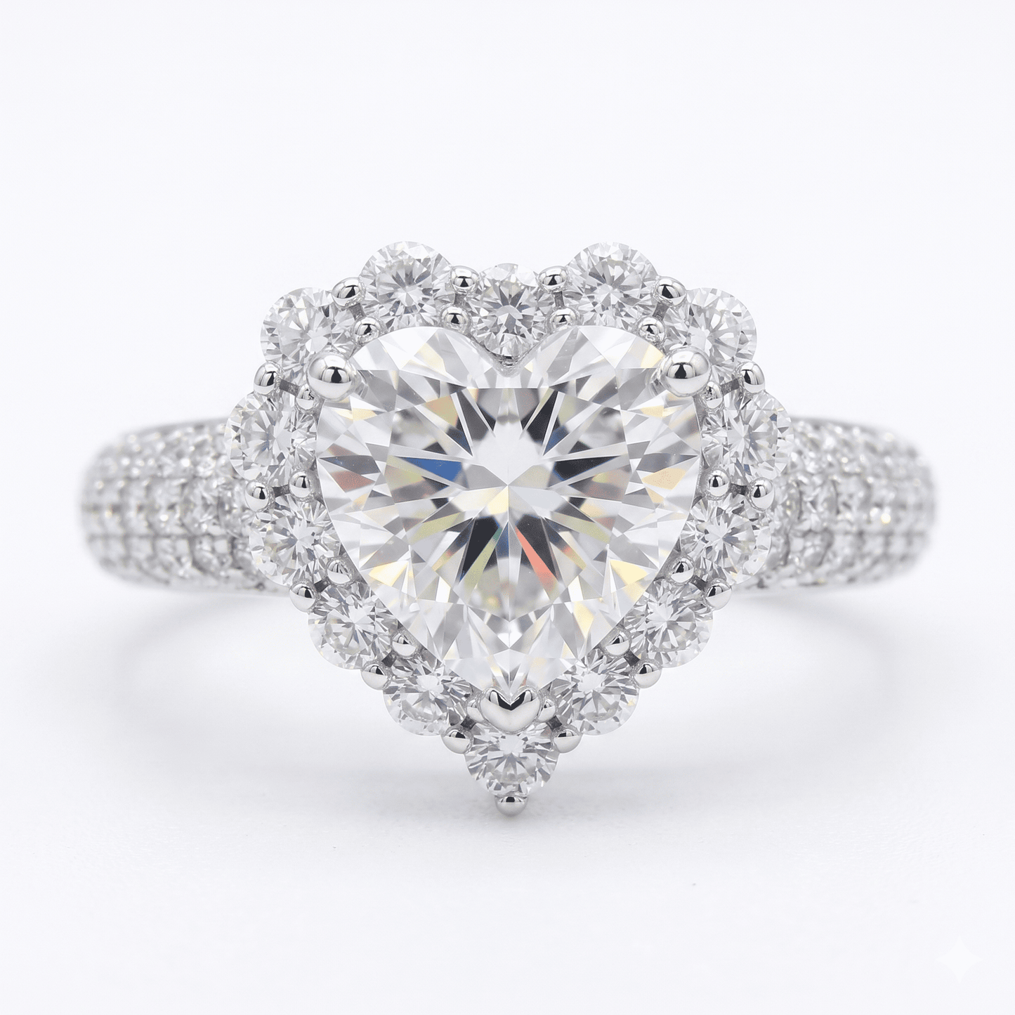 Iced Out 1.39CT Moissanite Heart Ring in Premium Sterling Silver