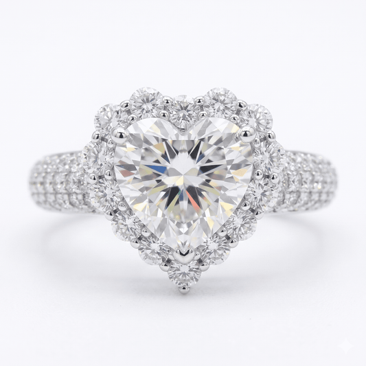 Iced Out 1.39CT Moissanite Heart Ring in Premium Sterling Silver