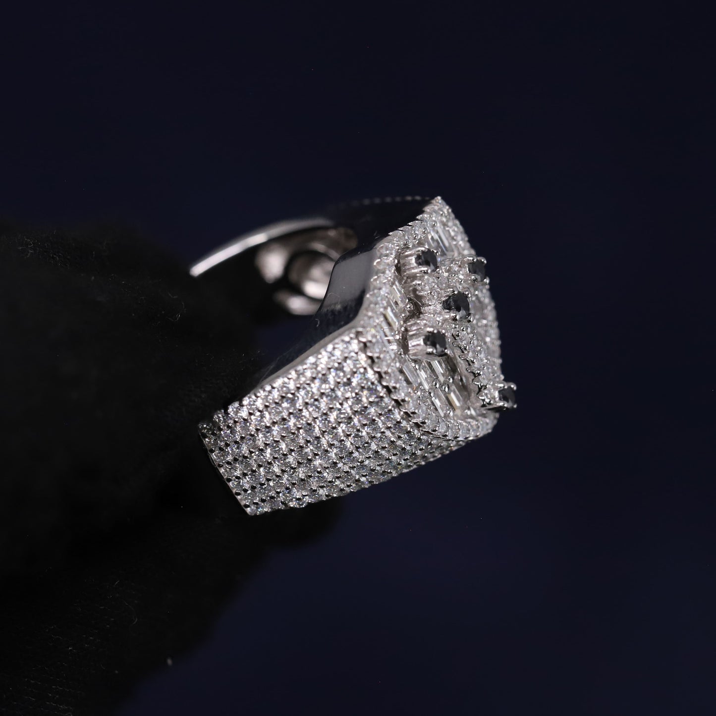 Iced Out 2.75CT Moissanite Shield Shape Cross Ring in Premium Sterling Silver