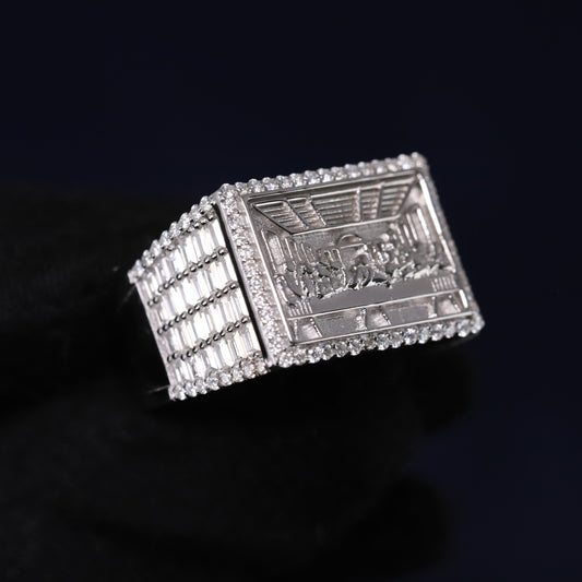 Iced 2.62CT Moissanite Last Supper Ring in Premium Sterling Silver