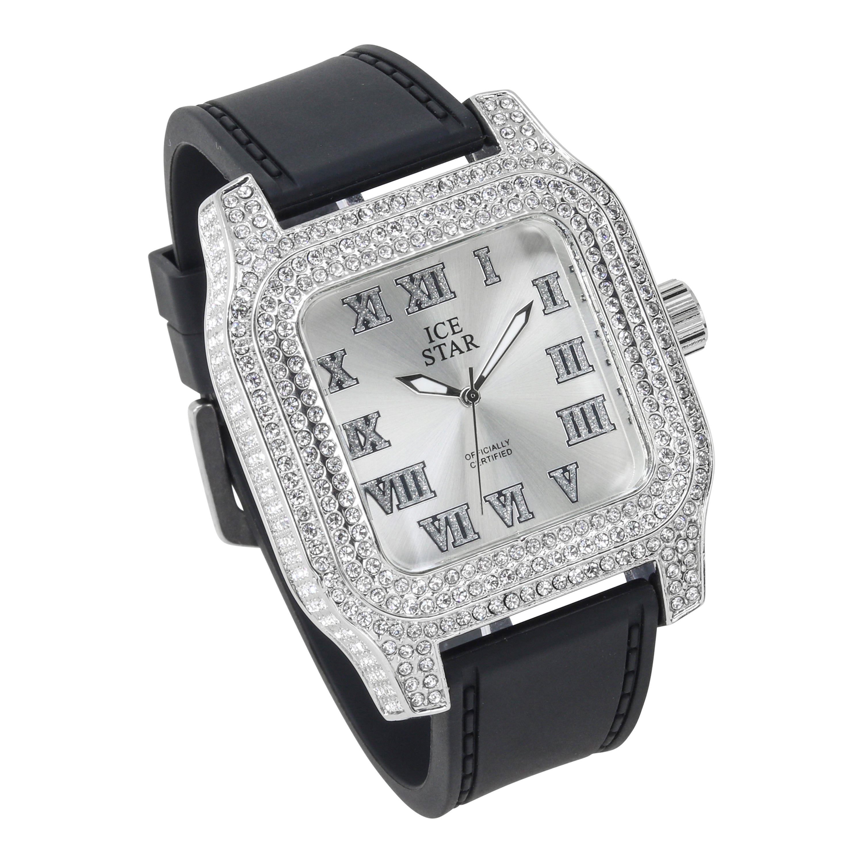 Men's Silicone Band Watch 45mm Silver - Square Dial