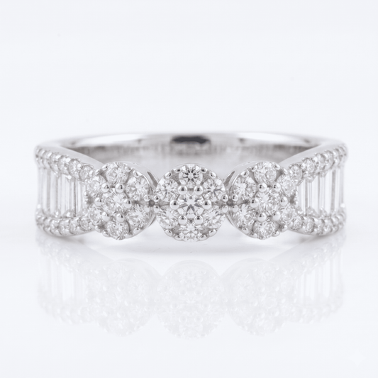 Iced Out 0.96CT Moissanite Cluster Band Ring in Premium Sterling Silver