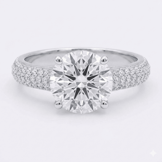 Iced Out 2.55ct Moissanite Round Solitaire Ring in Premium Sterling Silver