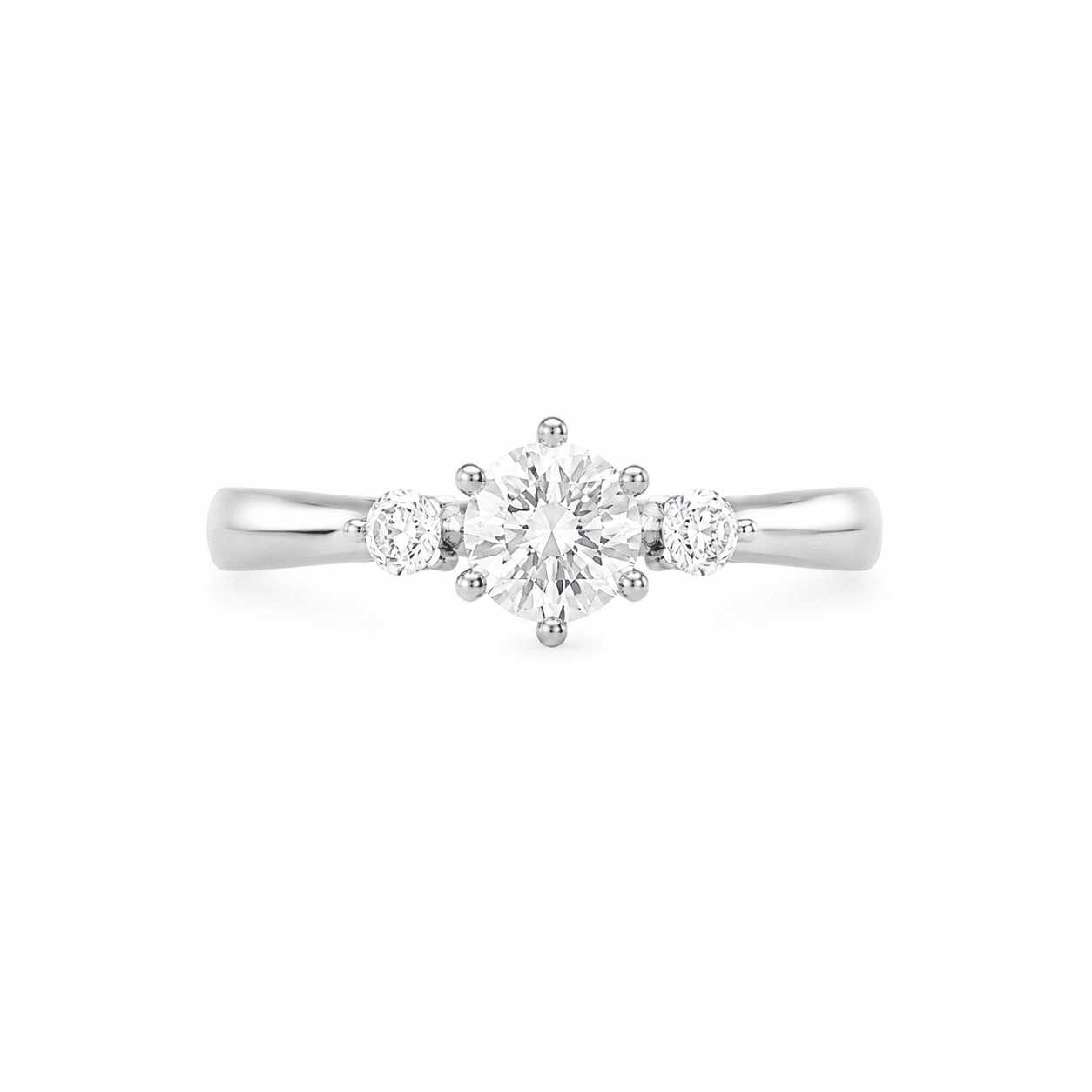 Iced Out 1.02CT Moissanite Round Three Stone Ring in Premium Sterling Silver