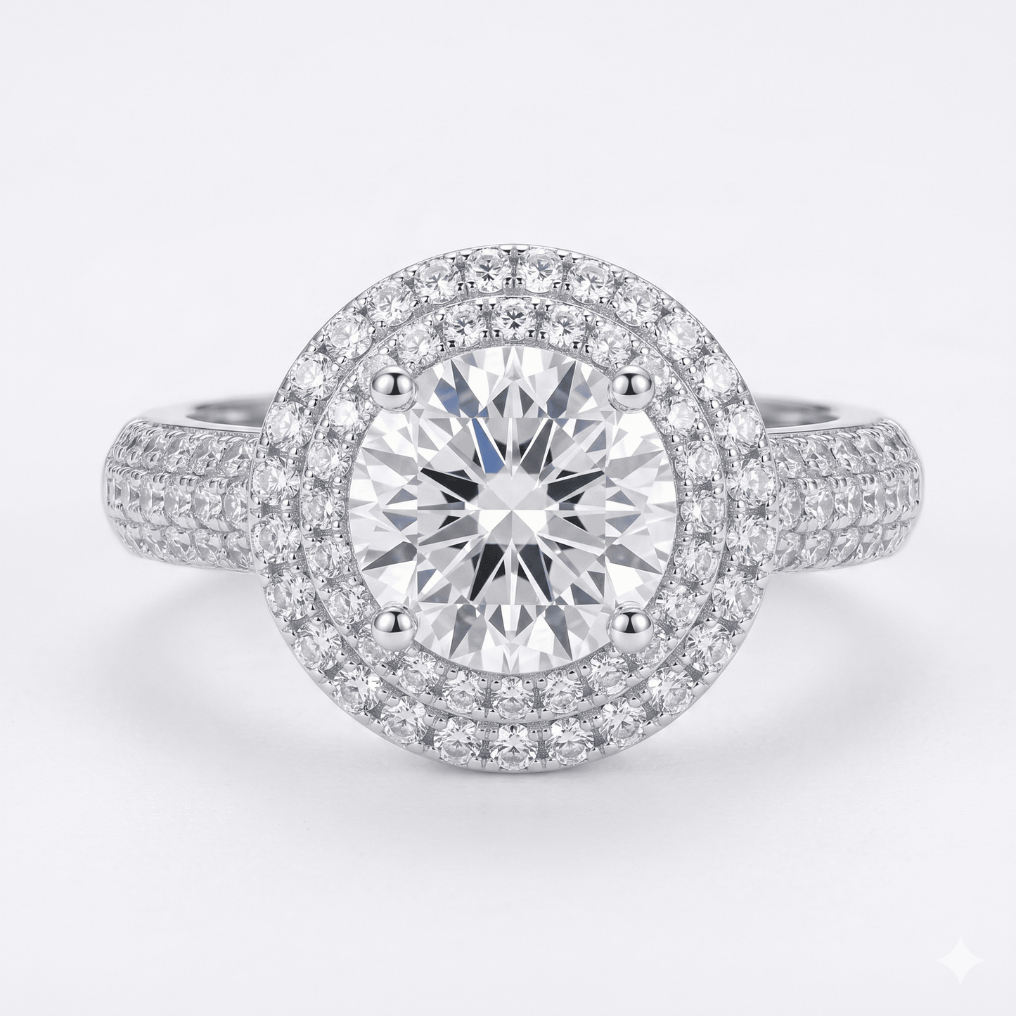 Iced Out 2.16CT Moissanite Round Halo Ring in Premium Sterling Silver