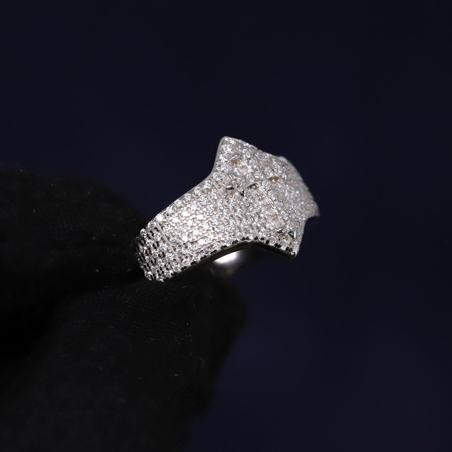 Iced Out 3.15CT Moissanite Cross Ring in Premium Sterling Silver