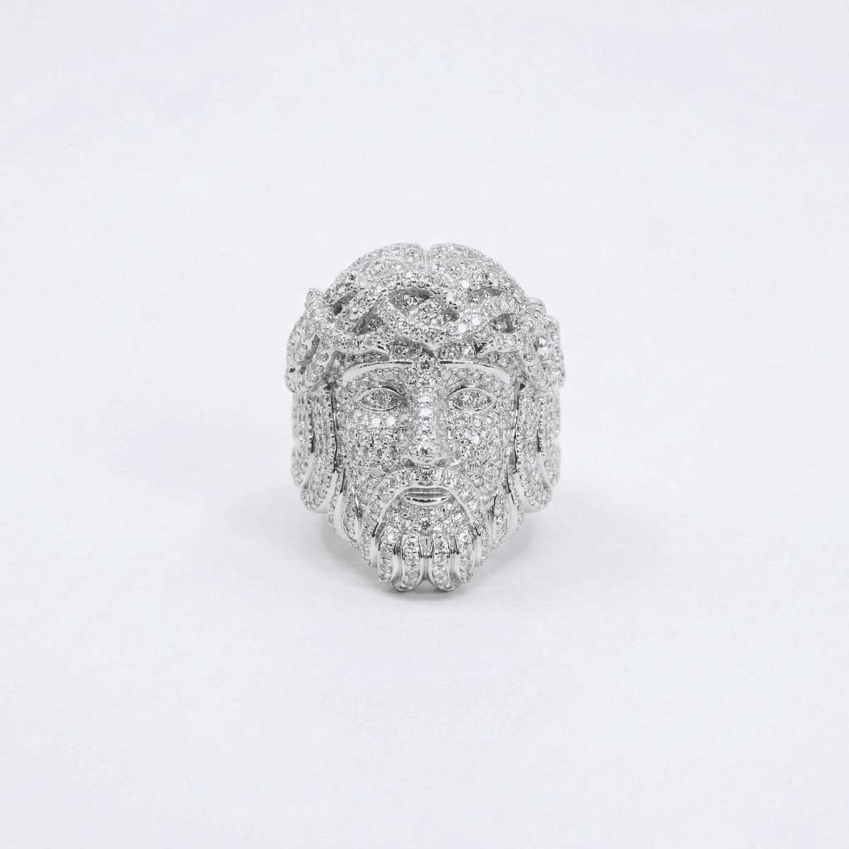 Iced Out 4.6CT Moissanite Jesus Head Ring in Premium Sterling Silver