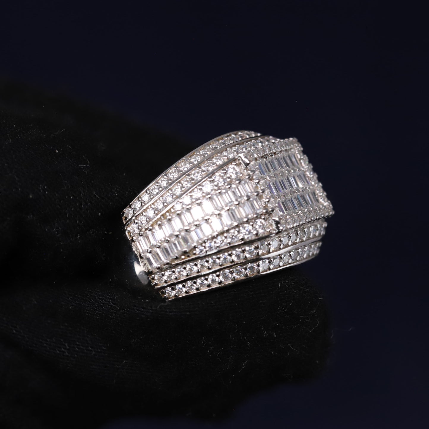 Iced Out 2.88CT Moissanite Baguette Ring in Premium Sterling Silver
