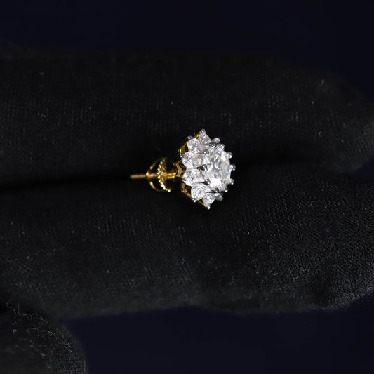 Diamond earring on a black velvet background