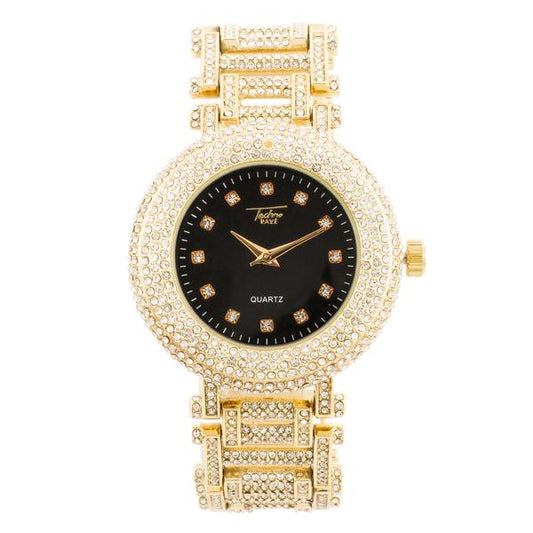 Urban Iced-Out Full Stone Metal Band Watch - 9109-MB
