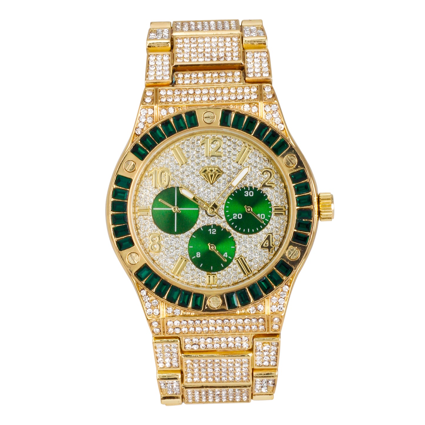 Urban Iced-Out Full Stone 44mm Metal Band Watch - 9689-MB