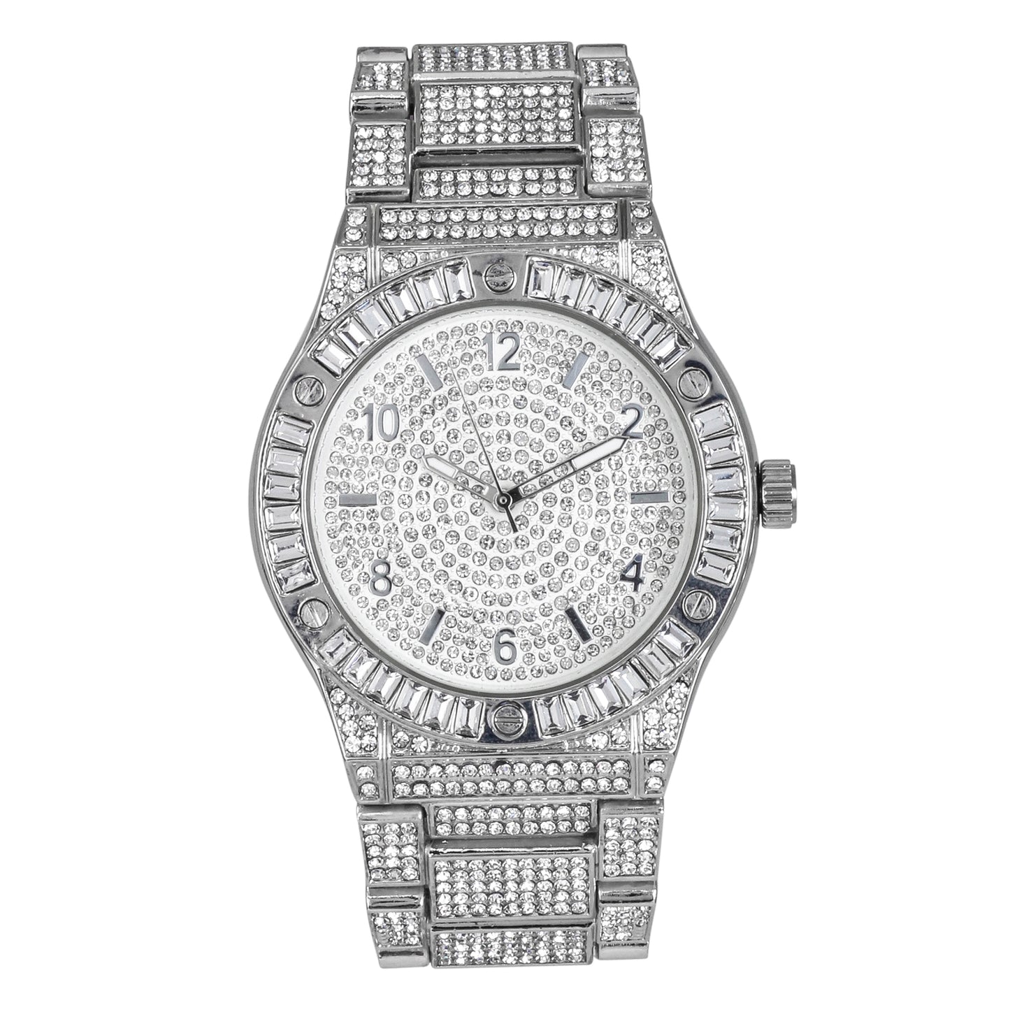Urban Iced-Out Full Stone 44mm Metal Band Watch - 9689A-MB