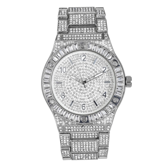 Urban Iced-Out Full Stone 44mm Metal Band Watch - 9689A-MB