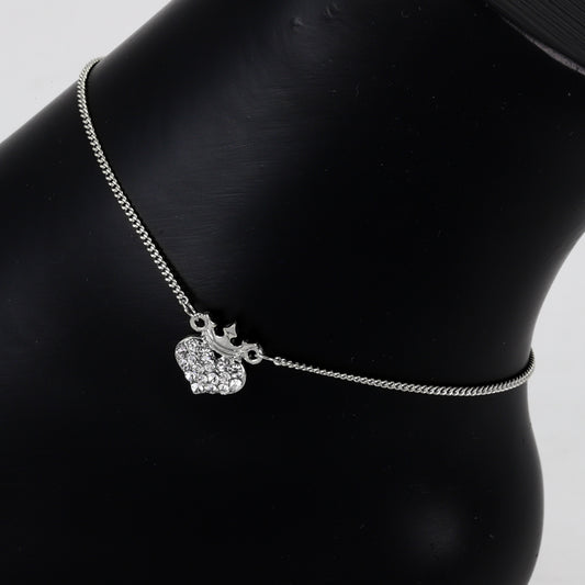 Ladies Heart Crown Anklet - AK-213