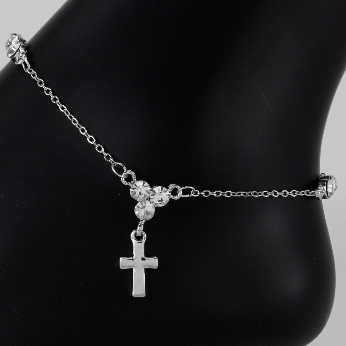 Ladies Cluster With Cross Anklet - AK-222