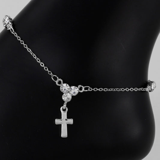 Ladies Cluster With Cross Anklet - AK-222