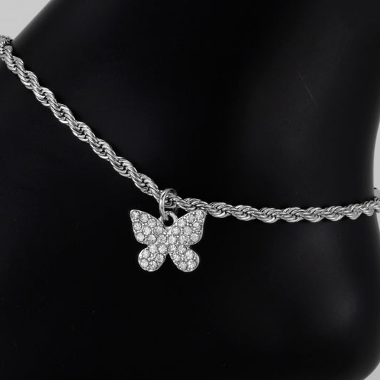 Ladies Butterfly Charm Anklet - AK-230