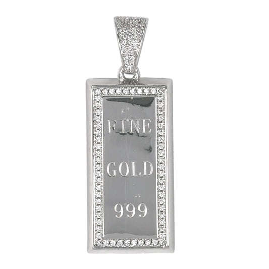 Medium Gold Bar Cubic Zirconia Pendant - BCH-1051*