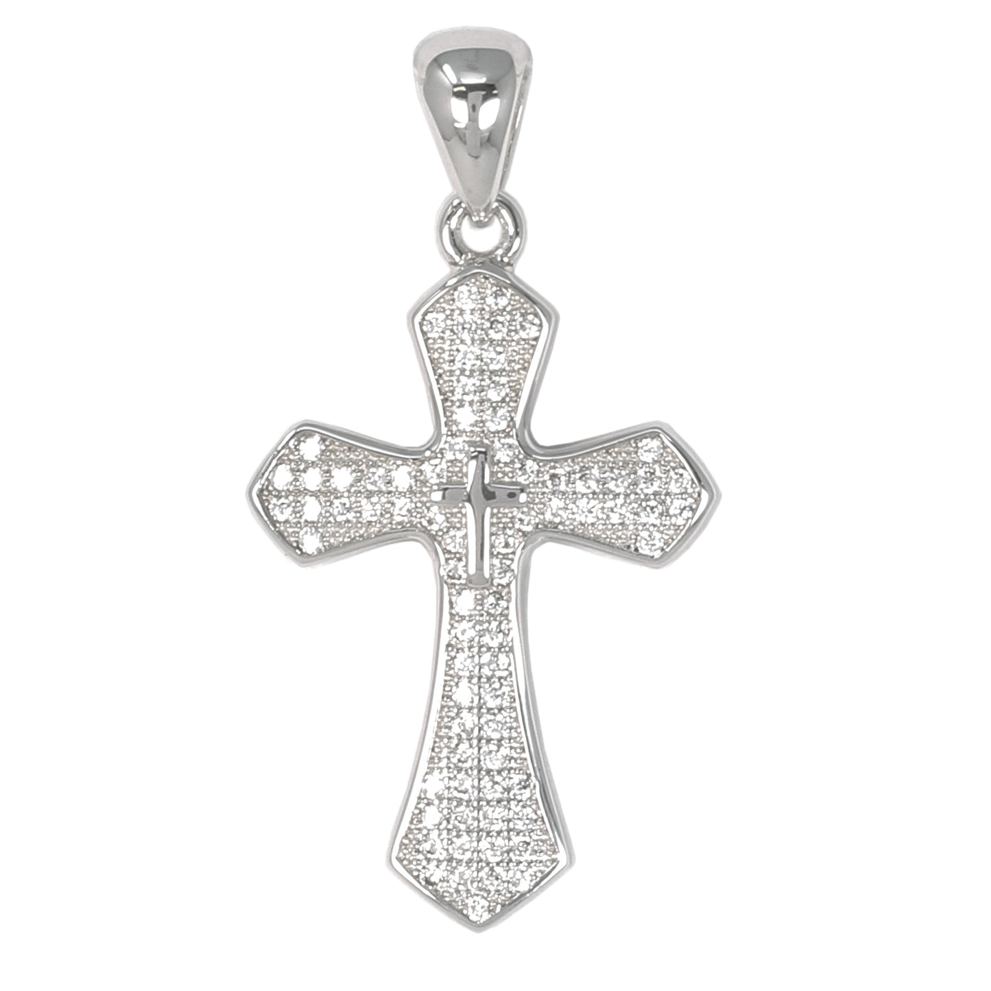 Small Cross Cubic Zirconia Pendant - BCH-1071*