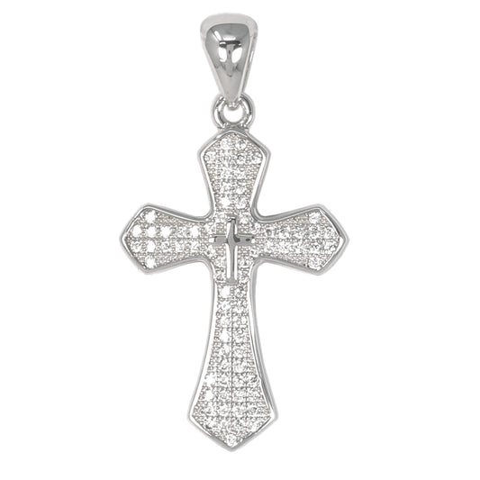 Small Cross Cubic Zirconia Pendant - BCH-1071*