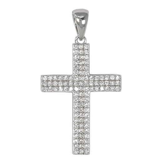 Small Cross Cubic Zirconia Pendant - BCH-1074*