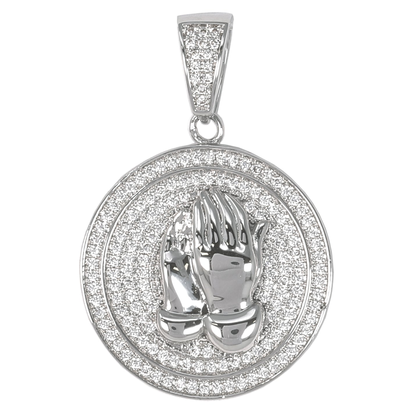 Small Praying Hands Cubic Zirconia Pendant - BCH-1084*