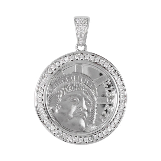Medium Coin Cubic Zirconia Pendant - BCH-1095*